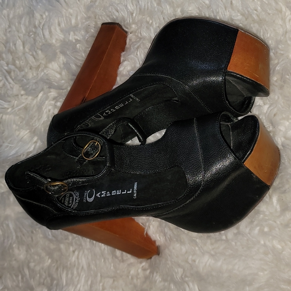 Black Pebble Leather Jeffrey Campbell Platform Heels.